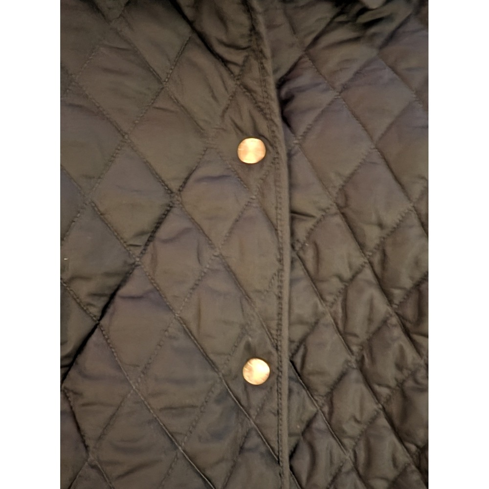 L.L. Bean Women's Navy Quilted Barn Jacket Plaid Lined Snap Front Coat- L - Picture 8 of 8